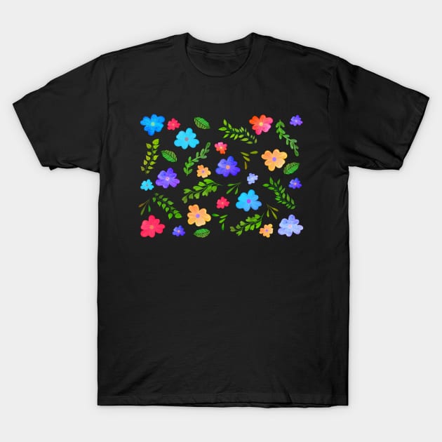 BOTANICAL FLOWERS AND LEAVES PATTERN T-Shirt by FLOWER_OF_HEART